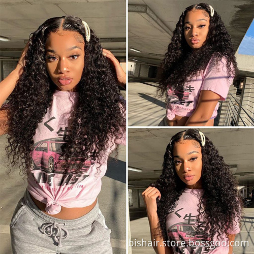 BIS Brazilian Curly Human Hair 4x4 Lace Frontal Wig For Black Women 150 Density Wigs With Transparent Lace Closure Wigs